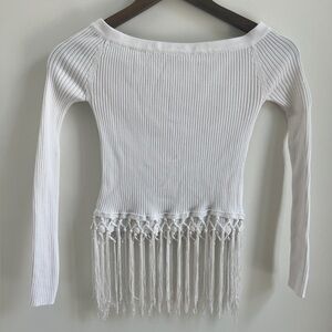 Line + Dot LIBRE Off-Shoulder Fringe Top